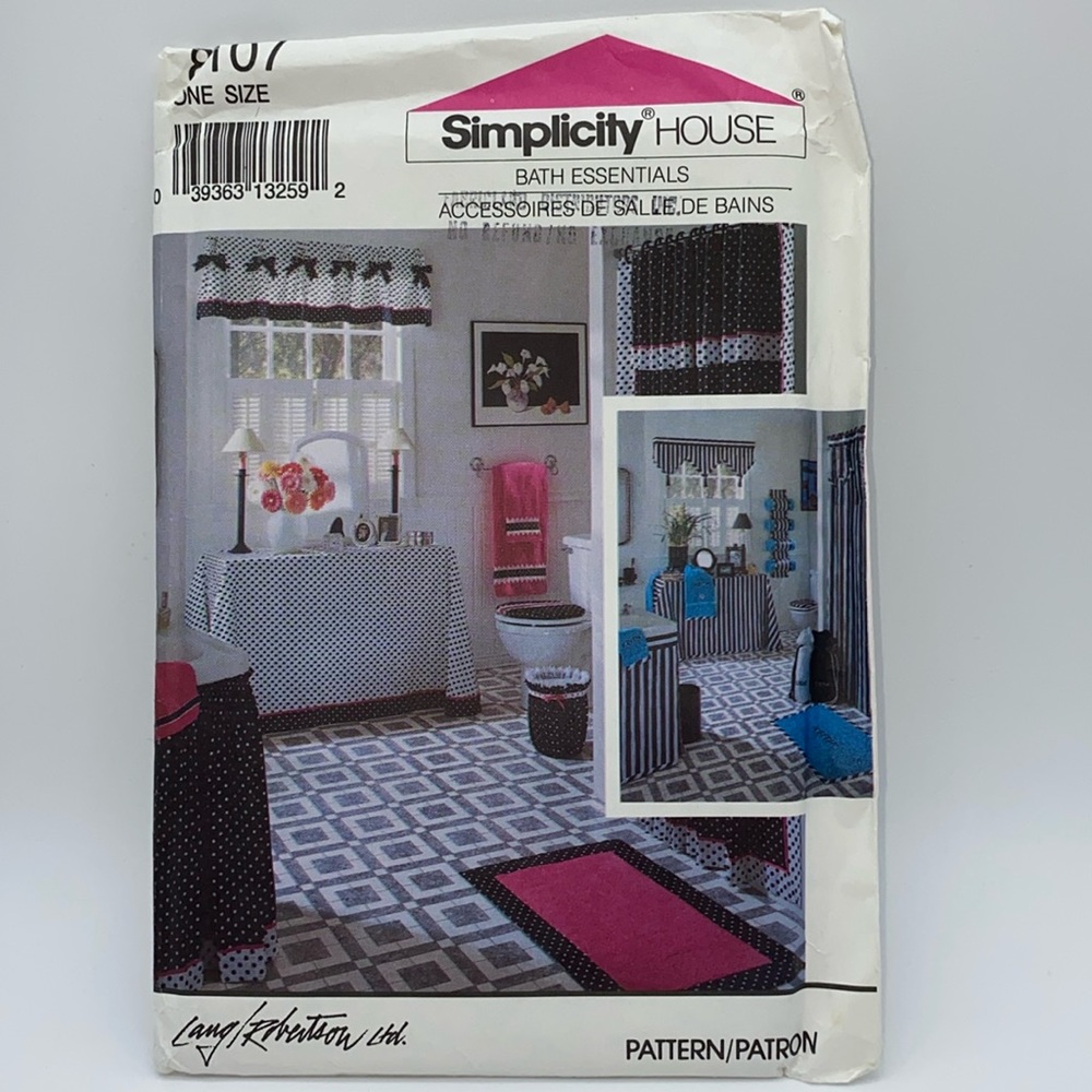 Simplicity House Bath Essentials 8107 Bathroom Accessories Sewing Pattern 1992
